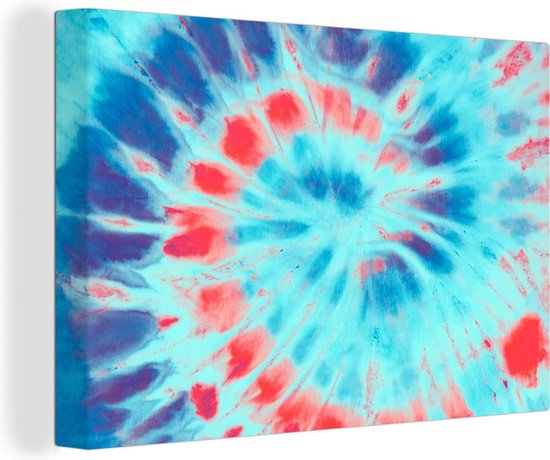 Canvas Schilderij Zomer - Tie dye - Spiraal - Wanddecoratie