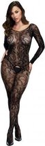 Baci - Sexy Visnet Catsuit Met Lange Mouwen en Open Kruisje