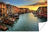 Venetië bij zonsondergang Poster 120x80 cm - Foto print op Poster (wanddecoratie woonkamer / slaapkamer) / Europa Poster