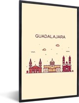 Fotolijst incl. Poster - Mexico - Skyline - Guadalajara - 40x60 cm - Posterlijst