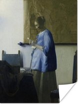 Poster Brieflezende vrouw in het blauw - Johannes Vermeer - 90x120 cm