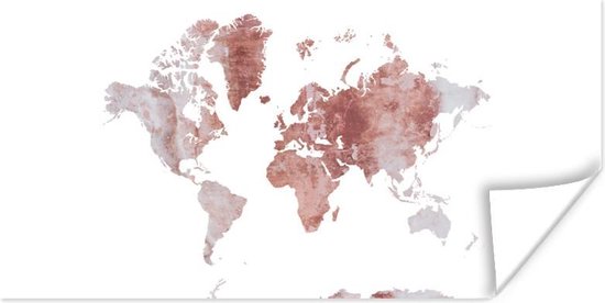 Carte du Wereldkaart murale - Carte du Wereldkaart - Marbre - Koper - 40x20 cm - Affiche