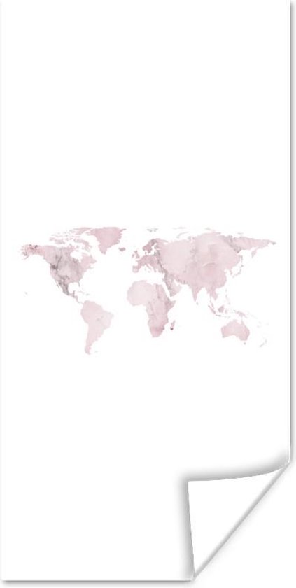 Carte du Wereldkaart murale - Carte du Wereldkaart - Marbre - Rose - 20x40 cm - Affiche