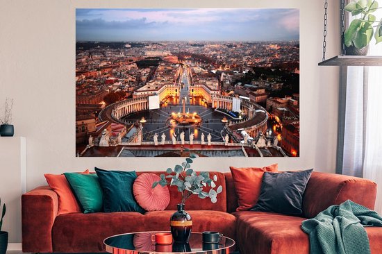 Poster Rome Place Saint-Pierre 150x75 cm - Tirage photo sur Poster (décoration murale salon / chambre) / Poster Villes