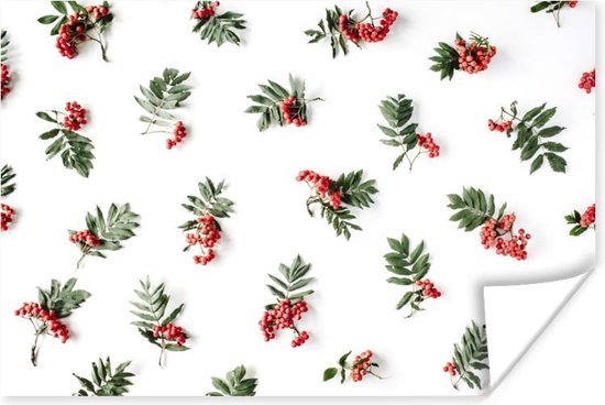 Poster Winter - Mistletoe - Rood - 60x40 cm - Kerstmis Decoratie - Kerstversiering - Kerstdecoratie Woonkamer - Kerstversiering - Kerstdecoratie voor binnen - Kerstmis