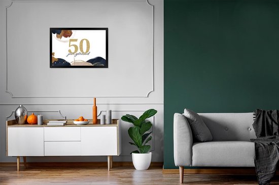 Cadre photo avec affiche - Proverbes - Mariage - 50 ans de mariage - Citations - 60x40 cm - Cadre pour affiche