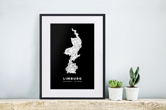 Cadre photo avec affiche - Limbourg - Pays- Nederland - Carte - 30x40 cm - Cadre pour affiche