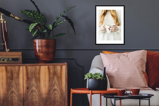 Cadre photo avec affiche - Café - Hiver - Pull - 30x40 cm - Cadre pour affiche