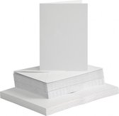 kaarten met enveloppen 10,5 x 15 cm 50 sets wit