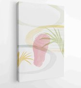Canvas schilderij - Summer tropical wall arts vector. Palm leaves, coconut leaf, monstera leaf, line arts 1 -    – 1922500763 - 115*75 Vertical
