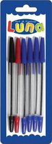 pennen Blister blauw/rood/zwart 6 stuks
