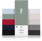 Blumtal Hoeslaken - Fitted Sheet - Jersey - Katoen -  200 x 200 x 30 cm - Zomers Groen - Set van 2