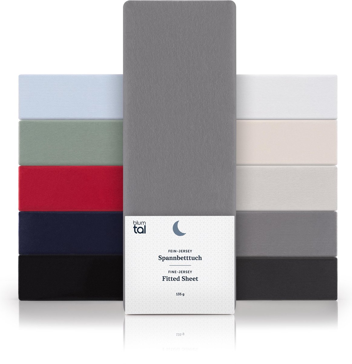 Blumtal Hoeslaken - Fitted Sheet - Jersey - Katoen -  75/80 x 190/200 x 30 cm - Grijs