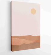 Canvas schilderij - Mountain wall art vector set. Earth tones landscapes backgrounds set with moon and sun. 4 -    – 1870239400 - 80*60 Vertical