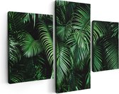 Artaza Canvas Schilderij Drieluik Tropische Palm Bladeren - Groen - 90x60 - Foto Op Canvas - Canvas Print