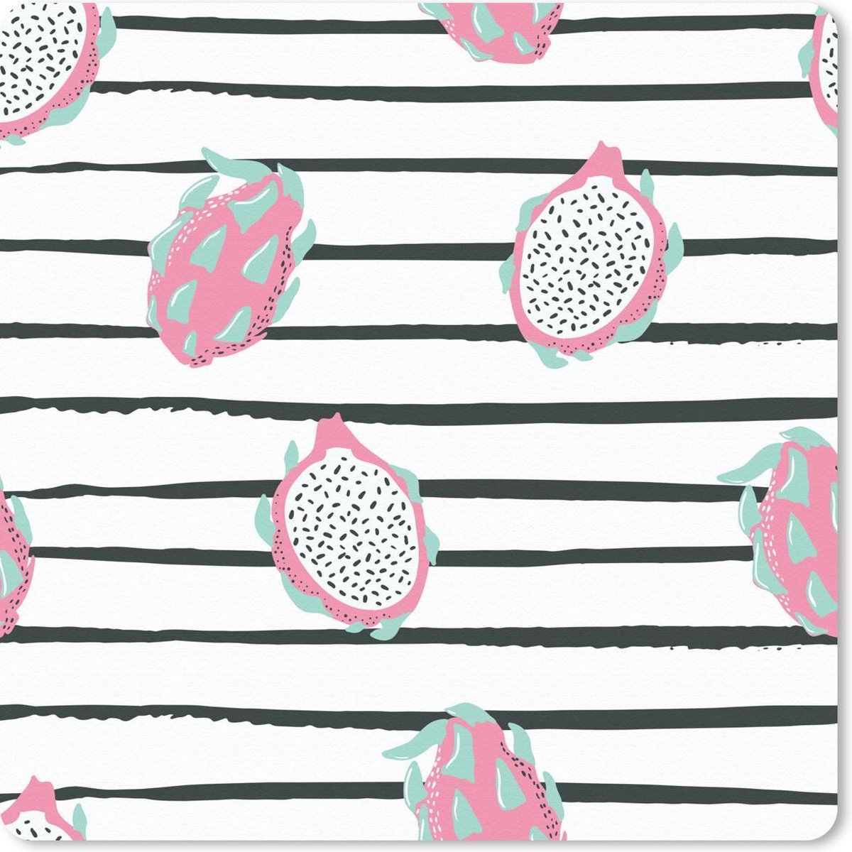 Muismat 20x20 cm - Mousepad Zomer - Fruit - Strepen - Muismatten