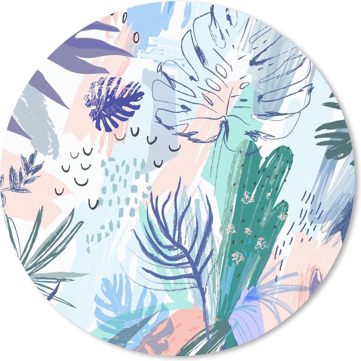 Muismat rond 40x40 cm - Mousepad Zomer - Tropisch - Kleur - Ronde muismatten