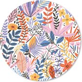 Bol.com Muismat - Mousepad - Rond - Zomer - Planten - Pastel - 20x20 cm - Ronde muismat aanbieding
