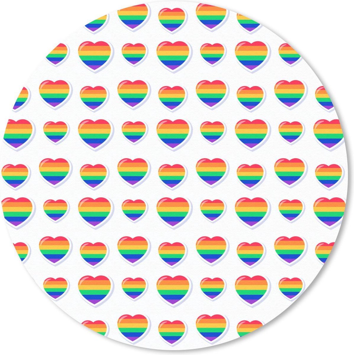 Muismat rond 40x40 cm - Mousepad Love - Regenboog - Sjabloon - Ronde muismatten