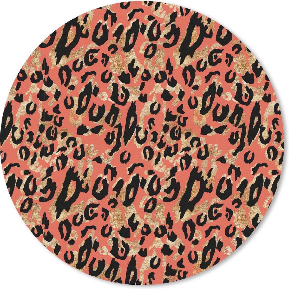 Muismat rond 30x30 cm - Mousepad Roze - Panterprint - Goud - Luxe - Ronde muismatten