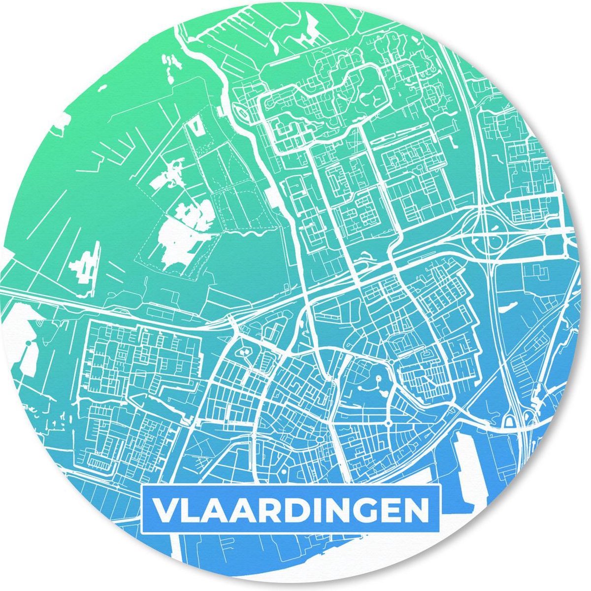 Muismat rond 30x30 cm - Mousepad Stadskaart - Vlaardingen - Nederland - Blauw - Ronde muismatten