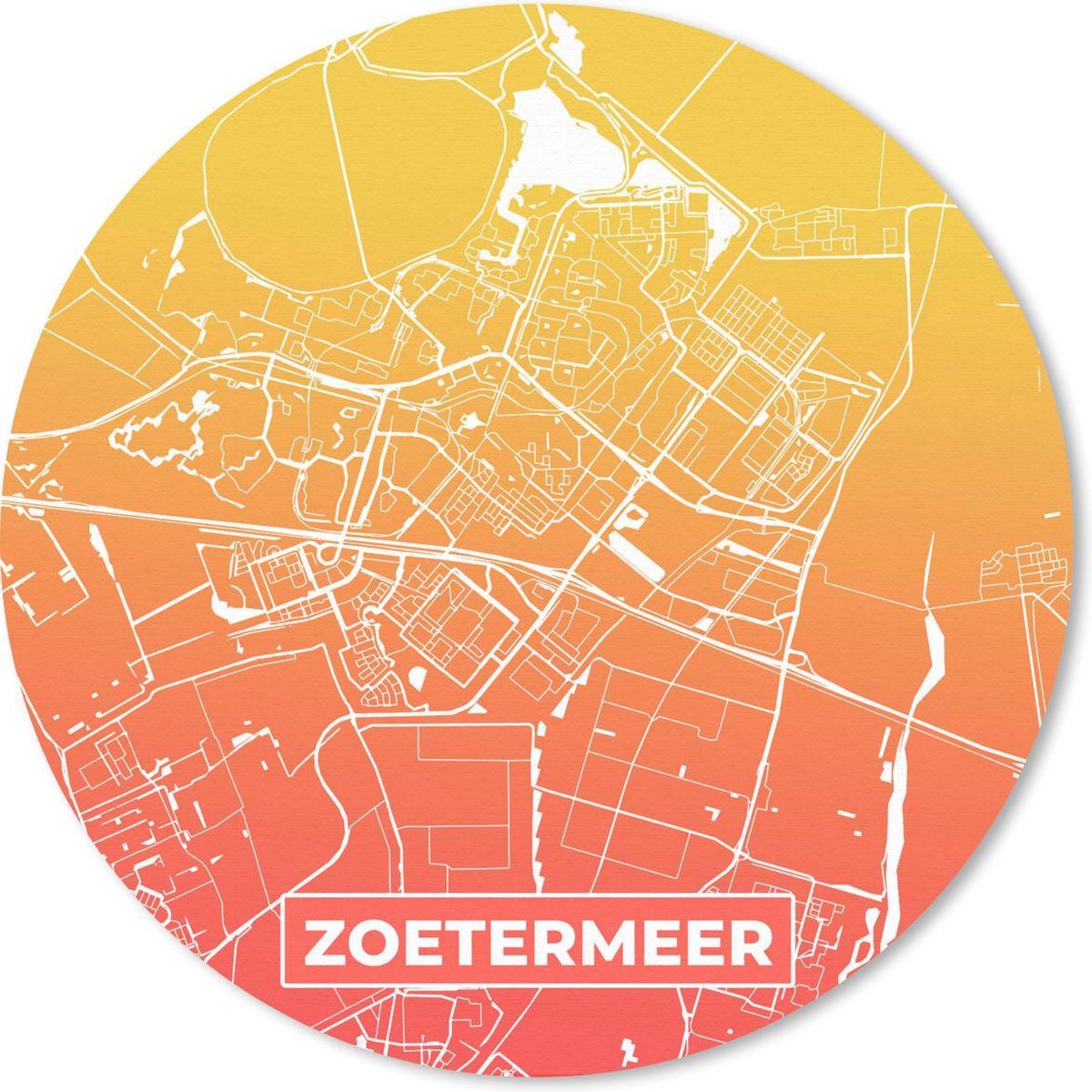 Muismat rond 40x40 cm - Mousepad Stadskaart - Zoetermeer - Nederland - Ronde muismatten