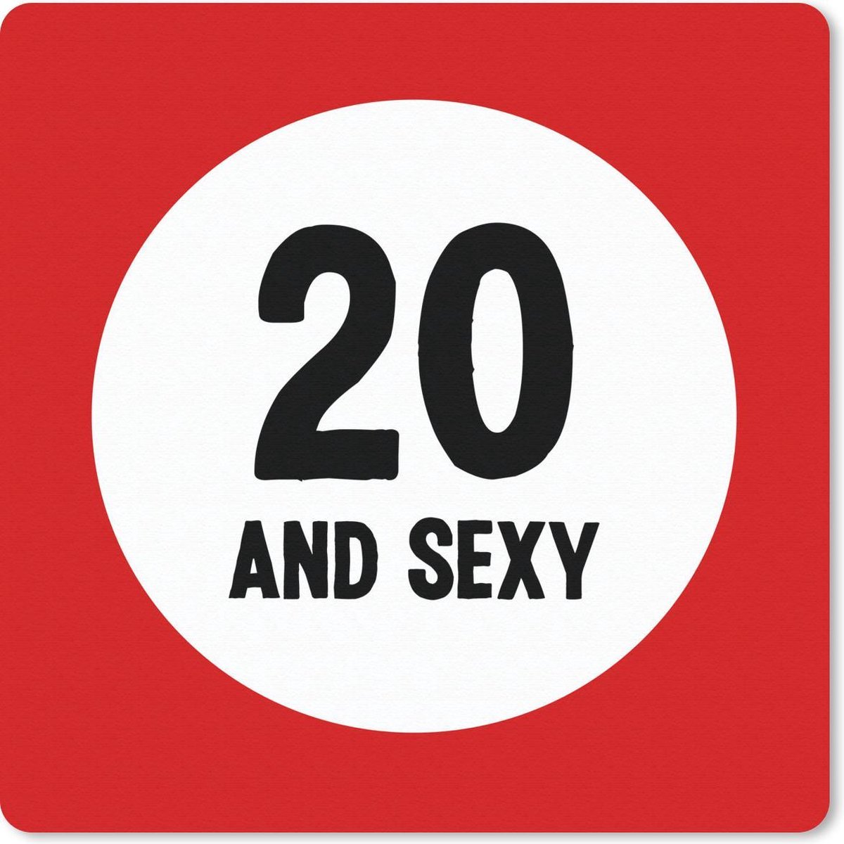 Muismat 30x30 cm - Mousepad Jubileum - 20 Jaar verjaardag - Rood - Wit - Muismatten