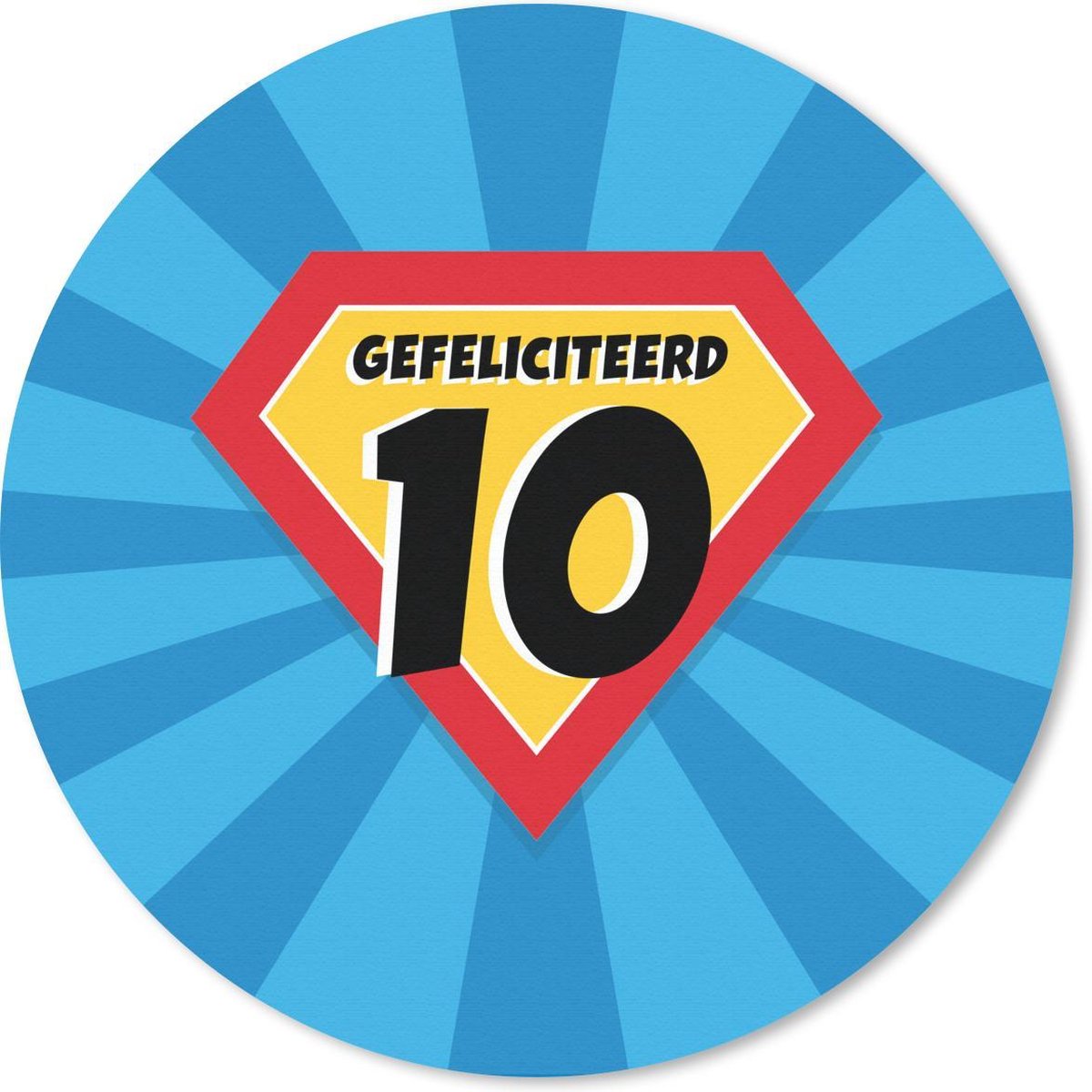 Muismat rond 50x50 cm - Mousepad Verjaardag - 10 Jaar - Superheld - Ronde muismatten