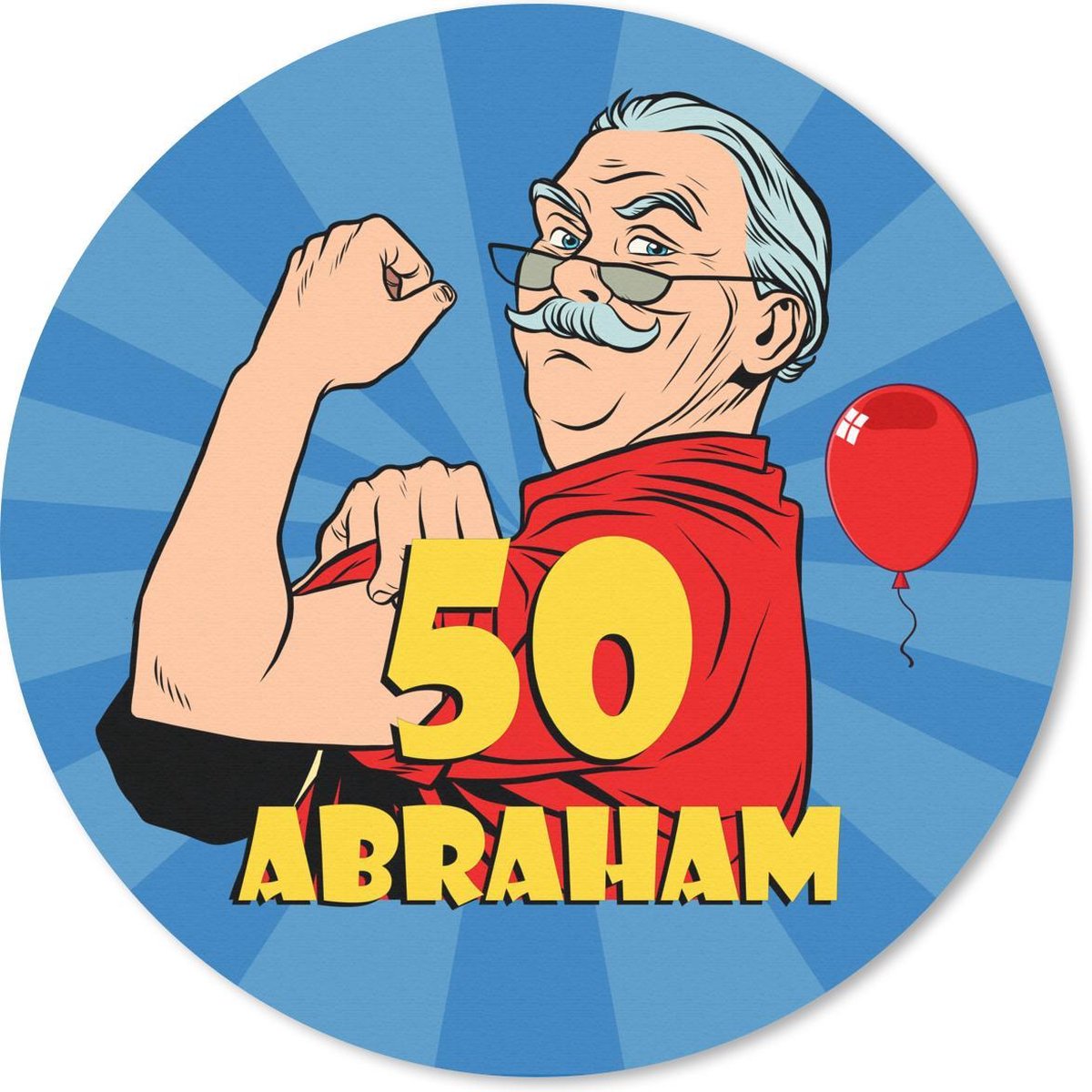 Muismat rond 30x30 cm - Mousepad Man - 50 jaar versiering - Abraham - Ronde muismatten