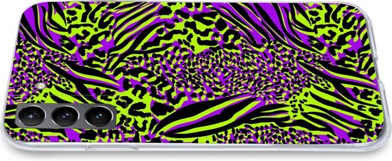 Coque Samsung Galaxy S21 Plus - Imprimé animal - Zebra - Néon - Violet - Siliconen - Sinterklaas - Noël - Cadeaux - Cadeaux chaussures