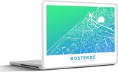 Laptop sticker - 15.6 inch - Stadskaart - België - Oostende - Blauw - 36x27,5cm - Laptopstickers - Laptop skin - Cover