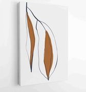 Canvas schilderij - Botanical wall art vector set. Earth tone boho foliage line art drawing with abstract shape. 3 -    – 1834428148 - 80*60 Vertical