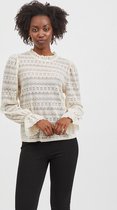 VILA VICHIKKA HIGH NECK L/S LACE TOP Birch Dames Top - Maat XS