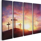 Artaza Canvas Schilderij Vierluik Kruisiging van Jezus Christus - Drie Kruisen - 80x60 - Foto Op Canvas - Canvas Print