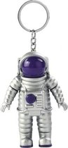 sleutelhanger astronaut met licht 6 cm paars
