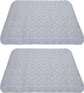 2x stuks anti-slip badmatten licht grijs 55 x 55 cm vierkant - Badkuip mat - Grip mat voor in douche of bad
