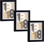 3x stuks houten fotolijst zwart geschikt voor een foto van 13 x 18 cm of 15 x 20 cm