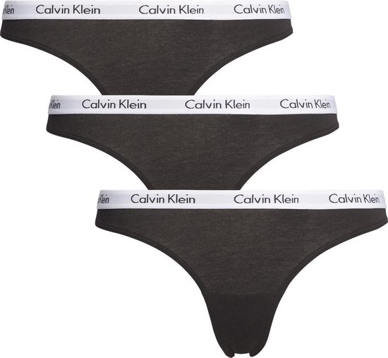 Calvin Klein 3-pack String Dames - Zwart - Maat S - Calvin Klein