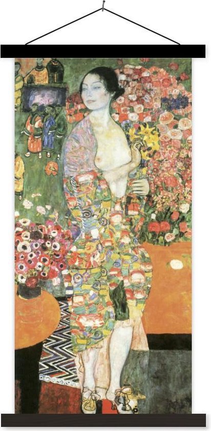 Porte-affiche avec affiche - Affiche scolaire - Danseuse - Gustav Klimt - 90x180 cm - Lattes noires