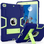 iPad 2021 Hoes - iPad 2020 hoes - Hoes iPad 2019 - iPad 10.2 hoes - Schokbestendige Back Cover met kicktand - Hybrid Armor Case Blauw / Groen