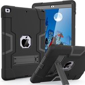iPad 2021 Hoes - iPad 2020 hoes - Hoes iPad 2019  - iPad 10.2 hoes  - Schokbestendige Back Cover met kicktand - Hybrid Armor Case Zwart