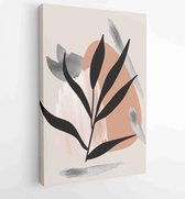 Canvas schilderij - Botanical watercolor wall art vector set. Earth tone boho foliage line art drawing with abstract shape 2 -    – 1903111348 - 80*60 Vertical