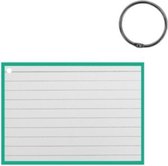 flashcard met clipring A7 papier wit/mintgroen 50 stuks