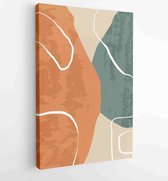 Canvas schilderij - Earth tones landscapes backgrounds set with moon and sun. Abstract Plant Art design for print, cover, wallpaper and natural wall art. 1 -    – 1827852713 - 40-3