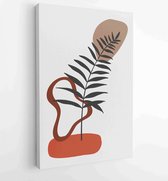 Canvas schilderij - Foliage line art drawing with abstract shape. Abstract Plant Art design for print, cover, wallpaper, Minimal and natural wall art. 4 -    – 1810924390 - 80*60 V