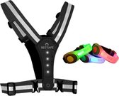 Led Harness USB | BEE SAFE Black + trio colour armband usb | hardloop verlichting | hardloopvest met verlichting | sportarmband