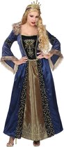 Widmann - Koning Prins & Adel Kostuum - Blauwe Gouden Middeleeuwse Koningin Gabriella Von Dantzig - Vrouw - blauw,goud - XL - Carnavalskleding - Verkleedkleding