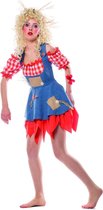 Wilbers & Wilbers - Monster & Griezel Kostuum - Vogelverschrikker Boerenland - Vrouw - blauw,rood - Maat 42 - Halloween - Verkleedkleding