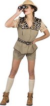 Funny Fashion - Jungle & Afrika Kostuum - Safari Wild - Vrouw - Bruin, Wit / Beige - Maat 40-42 - Carnavalskleding - Verkleedkleding