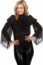 Wilbers & Wilbers - Gotisch Kostuum - Piraten / Gothic Blouse Zwart Wijde Mouw Vrouw - Zwart - Maat 42 - Halloween - Verkleedkleding